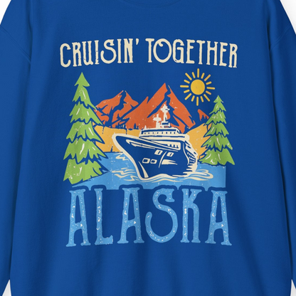 Alaska Cruise Adventure Nature Landscape Retro Family Shirt — Sweatshirt Sweatshirt – Royal – Alaska Cruise Shirts Close Up