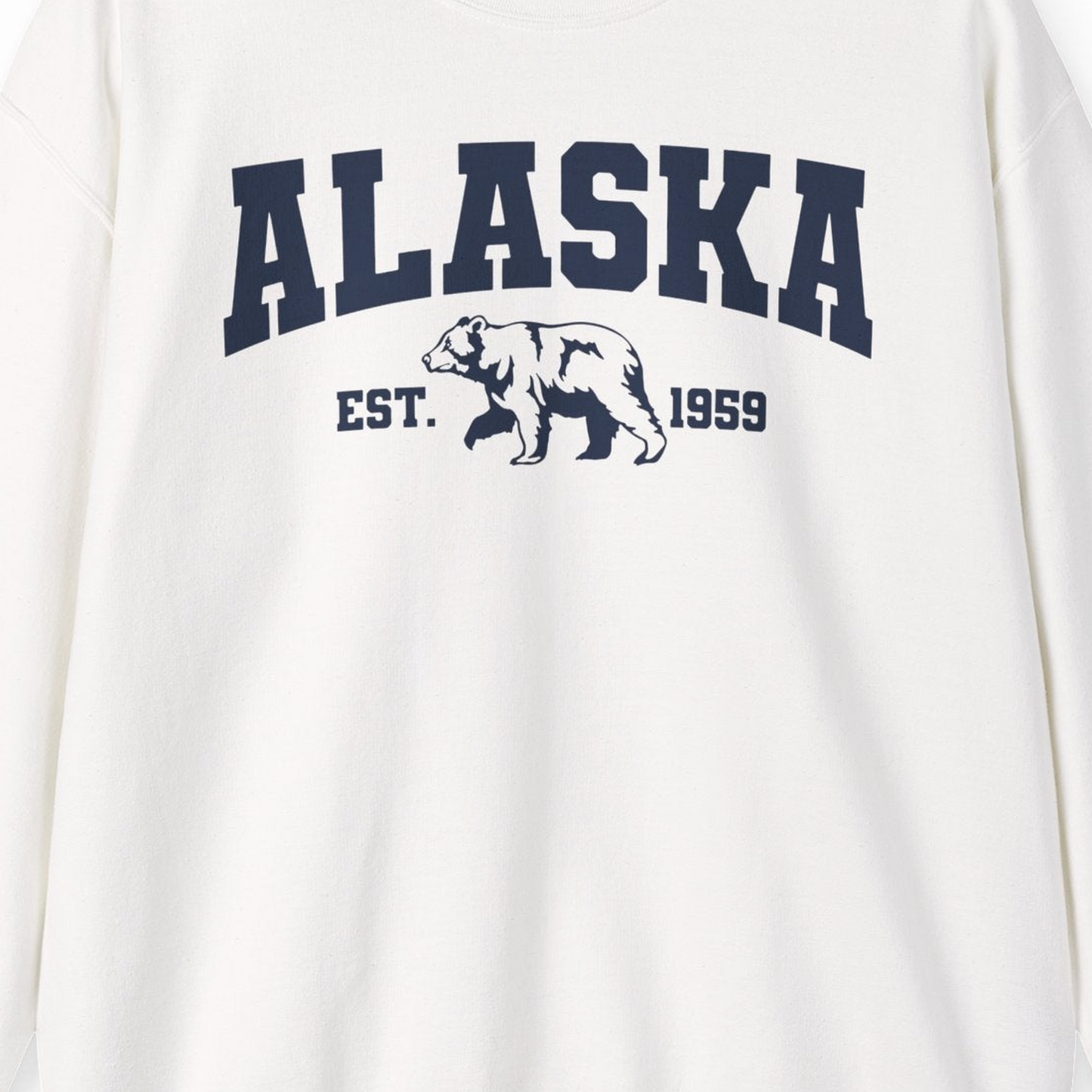 Vintage Alaska Bear Shirt Sweatshirt – White – Alaska Cruise Shirts Close Up