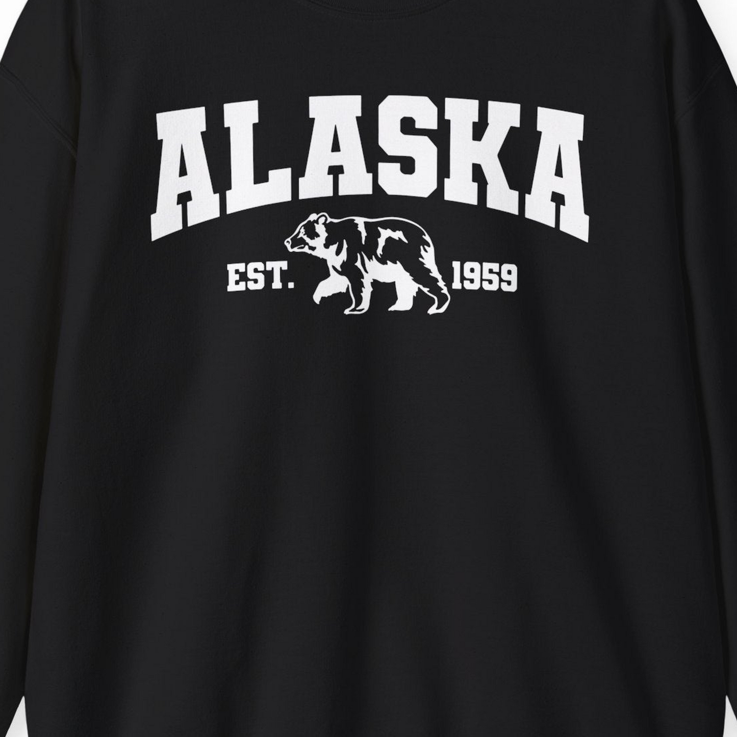 Vintage Alaska Bear Shirt Sweatshirt – Black – Alaska Cruise Shirts Close Up