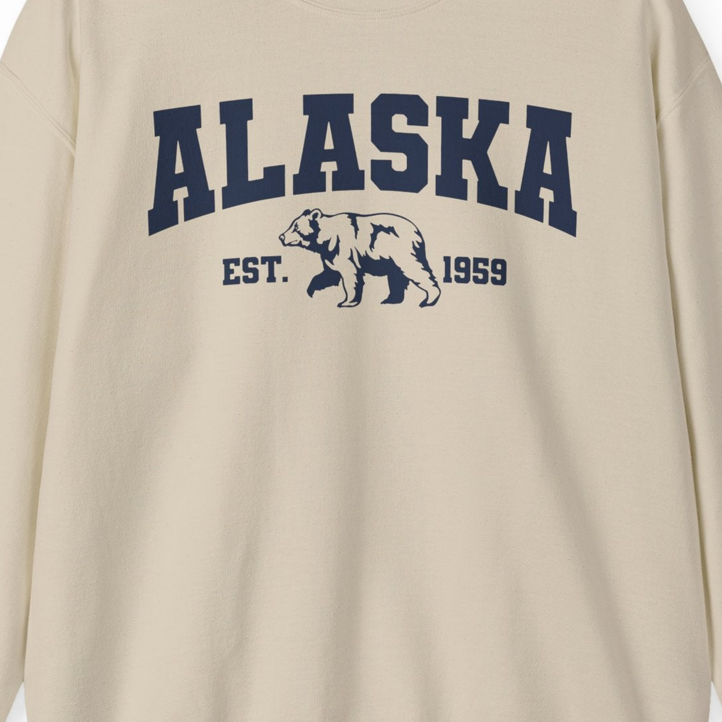Vintage Alaska Bear Shirt Sweatshirt – Sand – Alaska Cruise Shirts Close Up