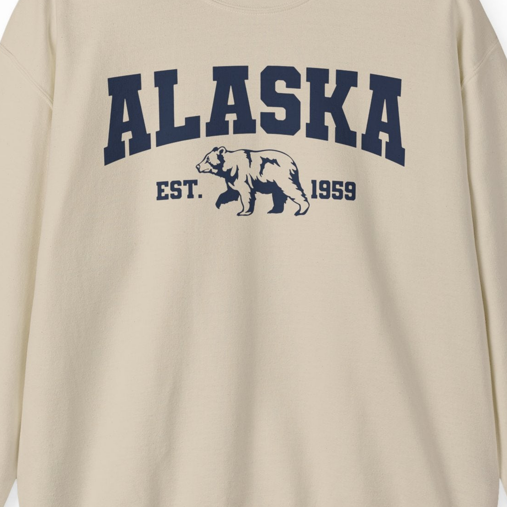 Vintage Alaska Bear Shirt Sweatshirt – Sand – Alaska Cruise Shirts Close Up