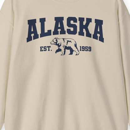 Vintage Alaska Bear Shirt Sweatshirt – Sand – Alaska Cruise Shirts Close Up
