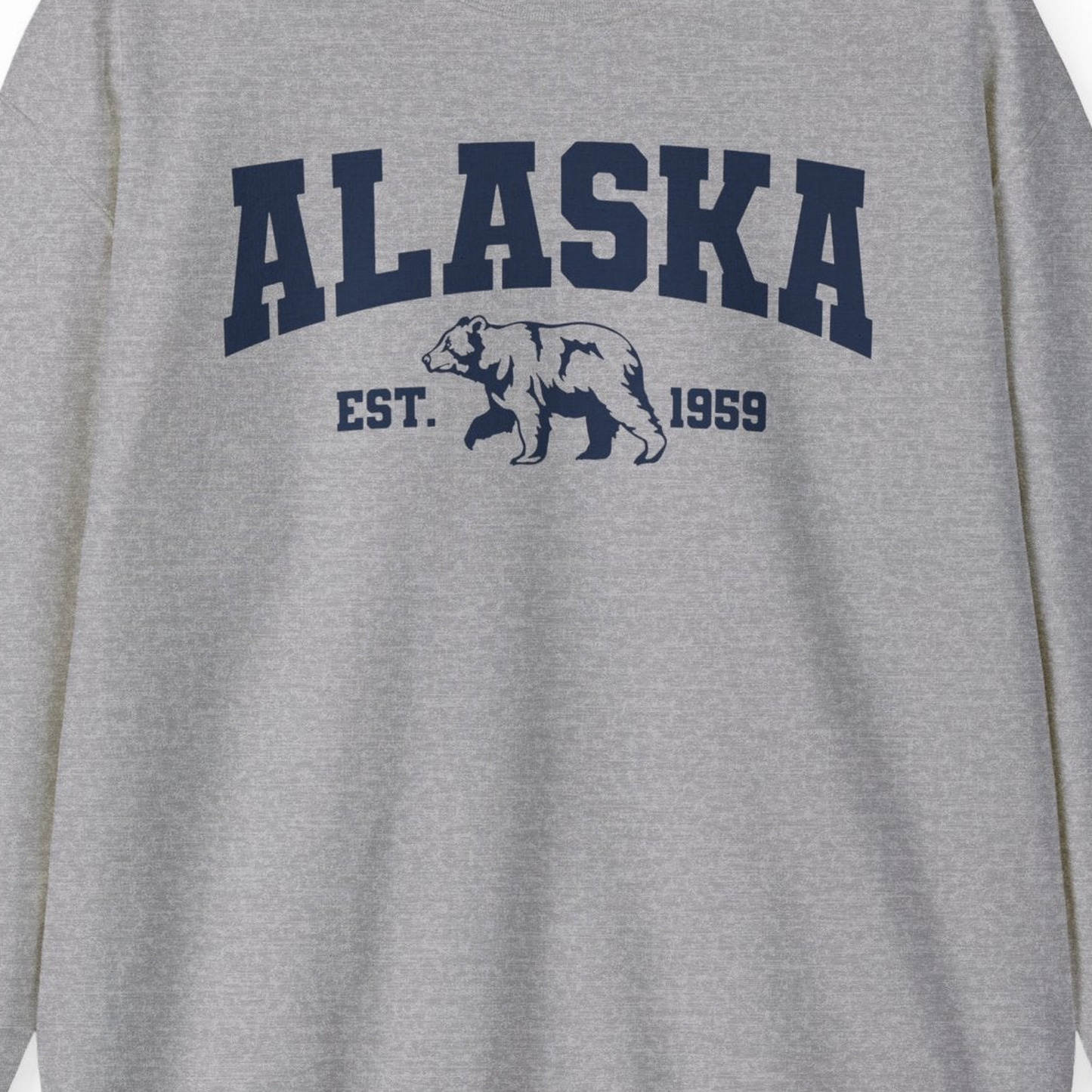 Vintage Alaska Bear Shirt Sweatshirt – Sport Grey – Alaska Cruise Shirts Close Up