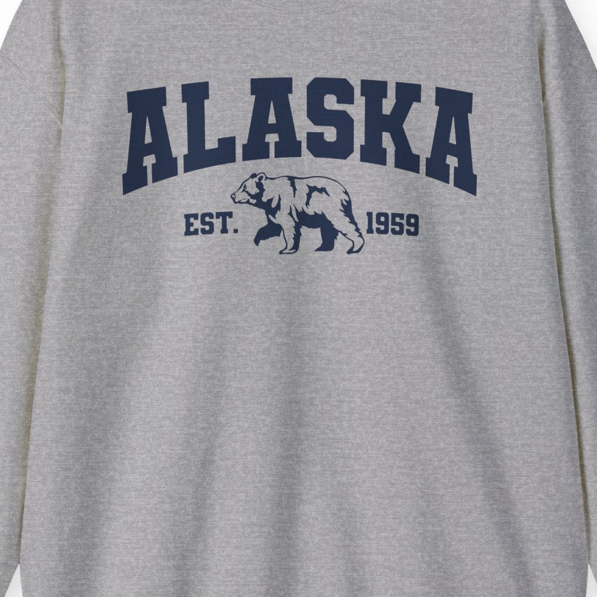 Vintage Alaska Bear Shirt Sweatshirt – Sport Grey – Alaska Cruise Shirts Close Up