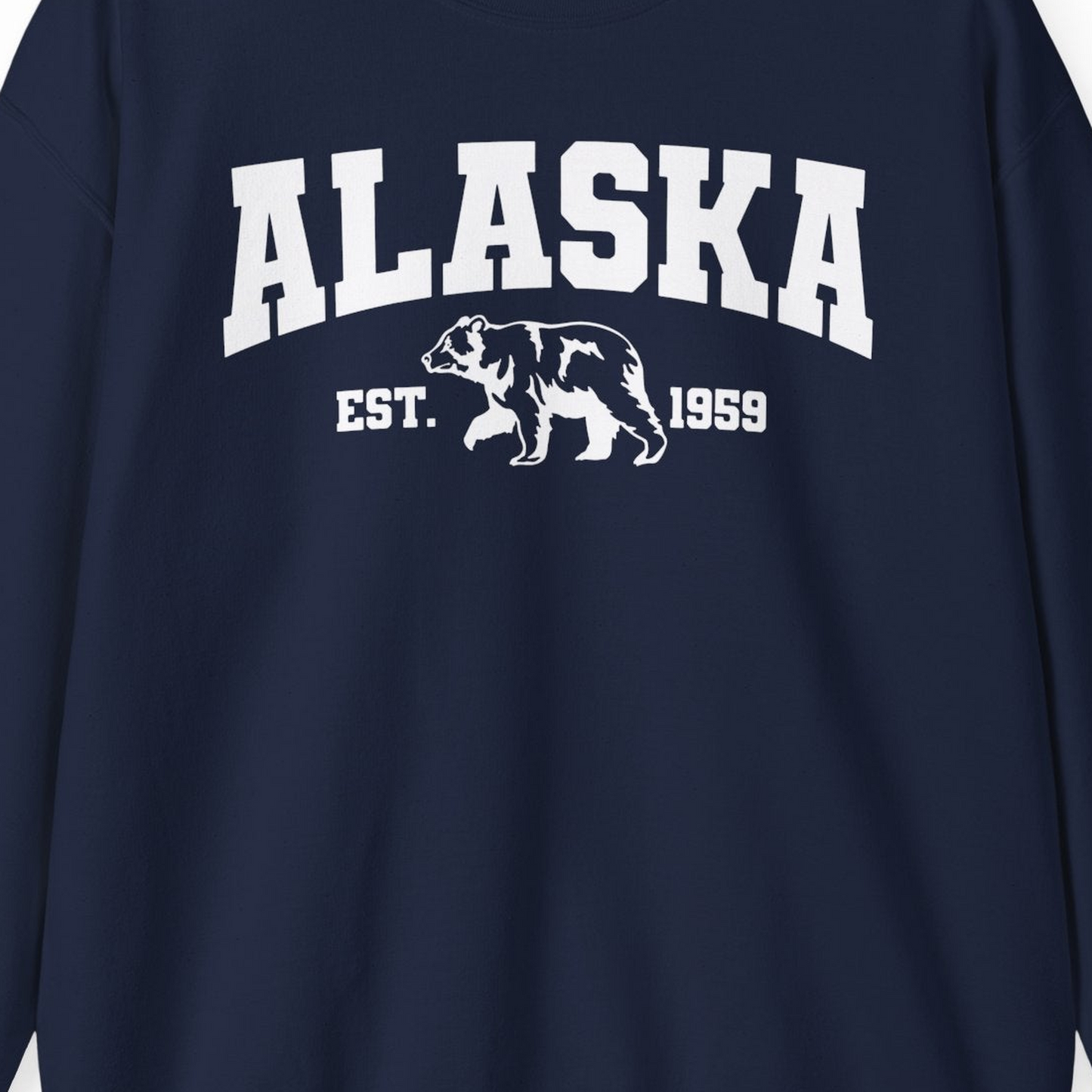 Vintage Alaska Bear Shirt Sweatshirt – Navy – Alaska Cruise Shirts Close Up