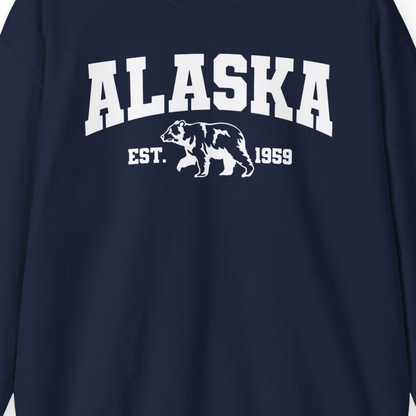 Vintage Alaska Bear Shirt Sweatshirt – Navy – Alaska Cruise Shirts Close Up