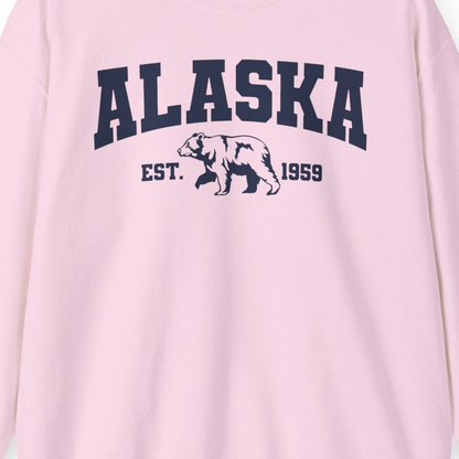 Vintage Alaska Bear Shirt Sweatshirt – Light Pink – Alaska Cruise Shirts Close Up
