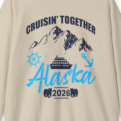 Alaska Cruise Group Adventure Shirt Sweatshirt – Sand – Alaska Cruise Shirts Close Up