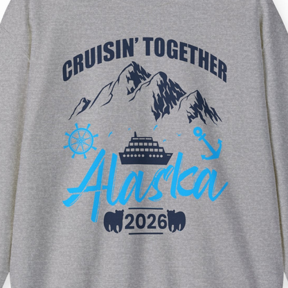 Alaska Cruise Group Adventure Shirt Sweatshirt – Sport Grey – Alaska Cruise Shirts Close Up