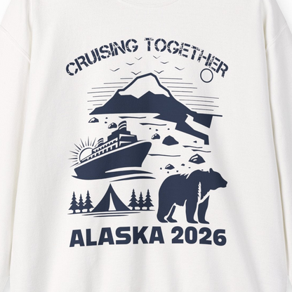 Alaska Cruise 2026 Family Adventure Bear Mountain Nature Shirt — Sweatshirt Sweatshirt – White – Alaska Cruise Shirts Close Up