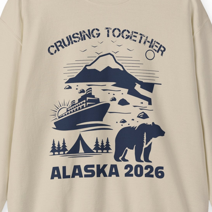 Alaska Cruise 2026 Family Adventure Bear Mountain Nature Shirt — Sweatshirt Sweatshirt – Sand – Alaska Cruise Shirts Close Up
