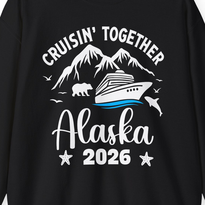 Alaska Cruise Adventure 2026 Shirt Sweatshirt – Black – Alaska Cruise Shirts Close Up