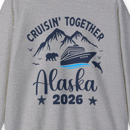 Alaska Cruise Adventure 2026 Shirt Sweatshirt – Sport Grey – Alaska Cruise Shirts Close Up