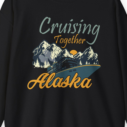 Cruising Together Alaska Mountains Family Alaska Cruise Adventure Shirt — Sweatshirt Sweatshirt – Black – Alaska Cruise Shirts Close Up