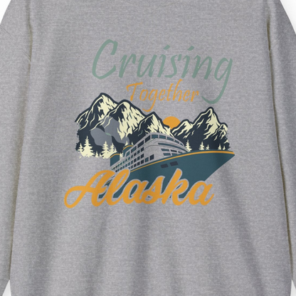 Cruising Together Alaska Mountains Family Alaska Cruise Adventure Shirt — Sweatshirt Sweatshirt – Sport Grey – Alaska Cruise Shirts Close Up