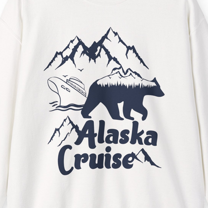 Alaska Cruise Shirt Sweatshirt – White – Alaska Cruise Shirts Close Up