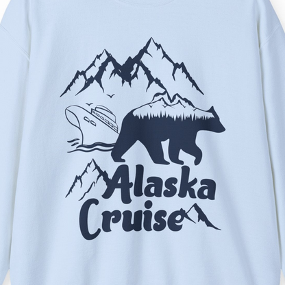 Alaska Cruise Shirt Sweatshirt – Light Blue – Alaska Cruise Shirts Close Up