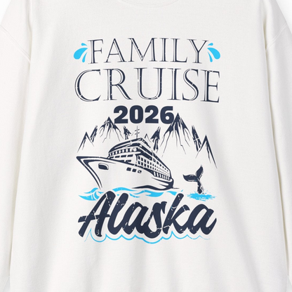 Alaska Family Cruise Shirt Sweatshirt – White – Alaska Cruise Shirts Close Up