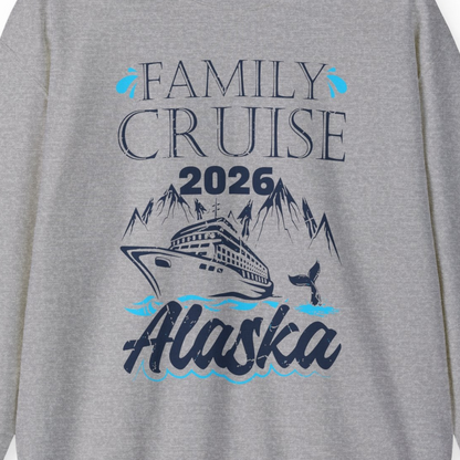 Alaska Family Cruise Shirt Sweatshirt – Sport Grey – Alaska Cruise Shirts Close Up