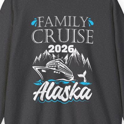 Alaska Family Cruise Shirt Sweatshirt – Dark Heather – Alaska Cruise Shirts Close Up