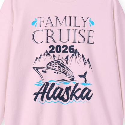 Alaska Family Cruise Shirt Sweatshirt – Light Pink – Alaska Cruise Shirts Close Up