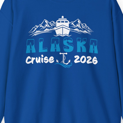 Alaska Cruise 2026 Shirt Sweatshirt – Royal – Alaska Cruise Shirts Close Up
