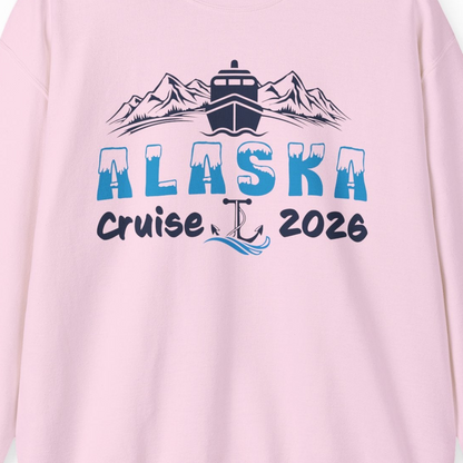Alaska Cruise 2026 Shirt Sweatshirt – Light Pink – Alaska Cruise Shirts Close Up
