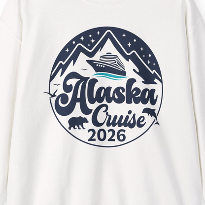 Alaska Cruise 2026 Shirt Sweatshirt – White – Alaska Cruise Shirts Close Up