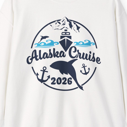Alaska Cruise 2026 Shirt Sweatshirt – White – Alaska Cruise Shirts Close Up