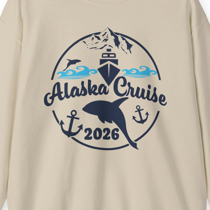 Alaska Cruise 2026 Shirt Sweatshirt – Sand – Alaska Cruise Shirts Close Up