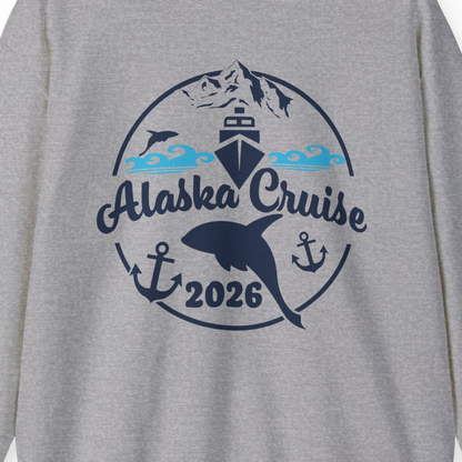 Alaska Cruise 2026 Shirt Sweatshirt – Sport Grey – Alaska Cruise Shirts Close Up