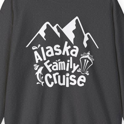 Alaska Family Cruise Adventure Shirt Sweatshirt – Dark Heather – Alaska Cruise Shirts Close Up