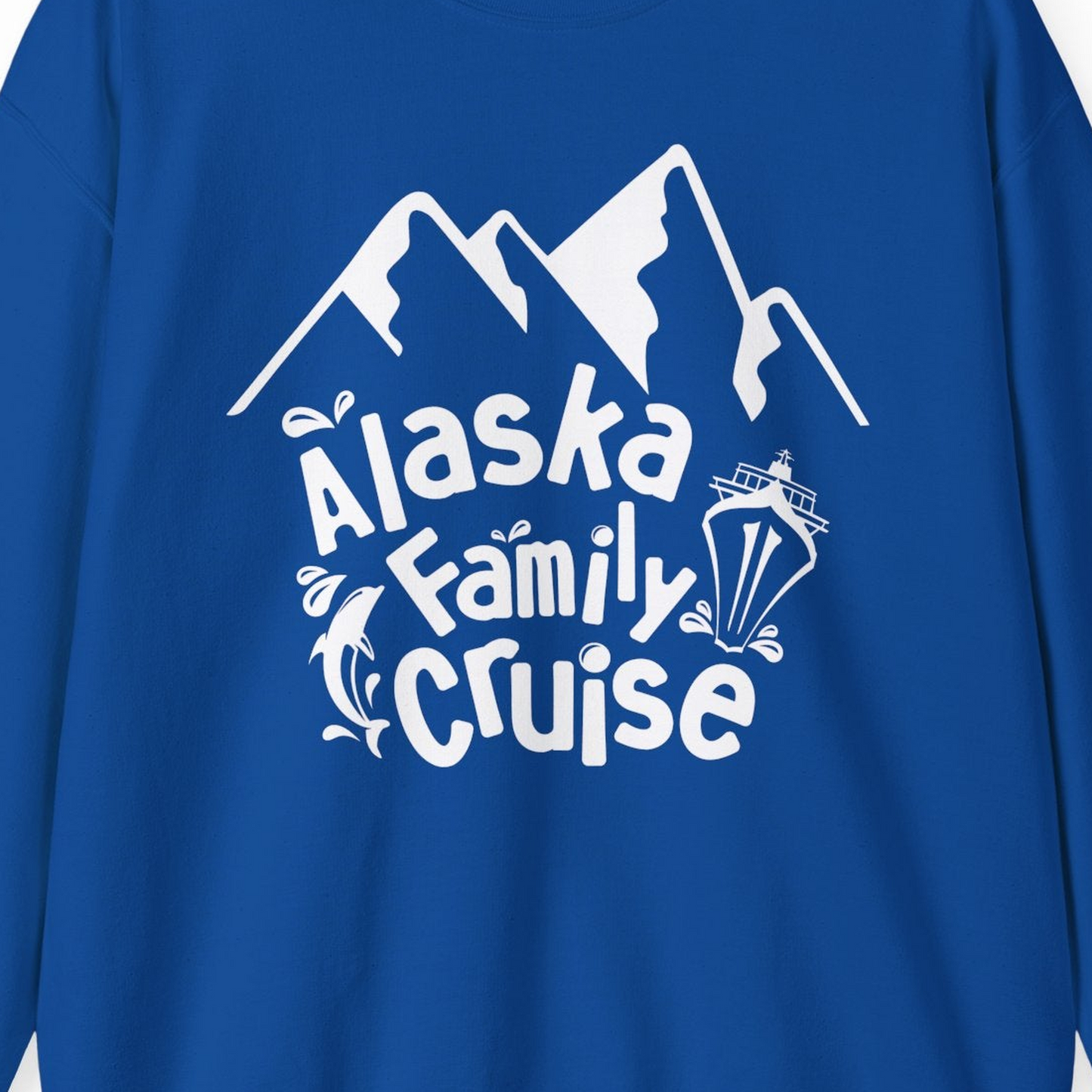 Alaska Family Cruise Adventure Shirt Sweatshirt – Royal – Alaska Cruise Shirts Close Up