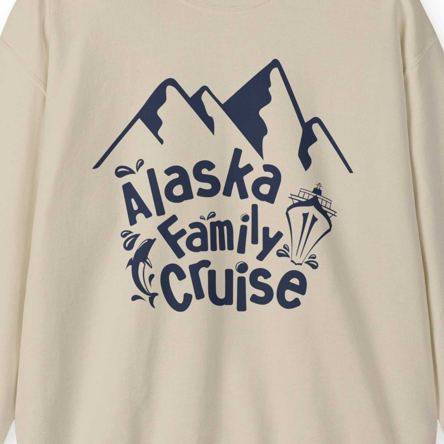 Alaska Family Cruise Adventure Shirt Sweatshirt – Sand – Alaska Cruise Shirts Close Up
