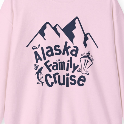 Alaska Family Cruise Adventure Shirt Sweatshirt – Light Pink – Alaska Cruise Shirts Close Up