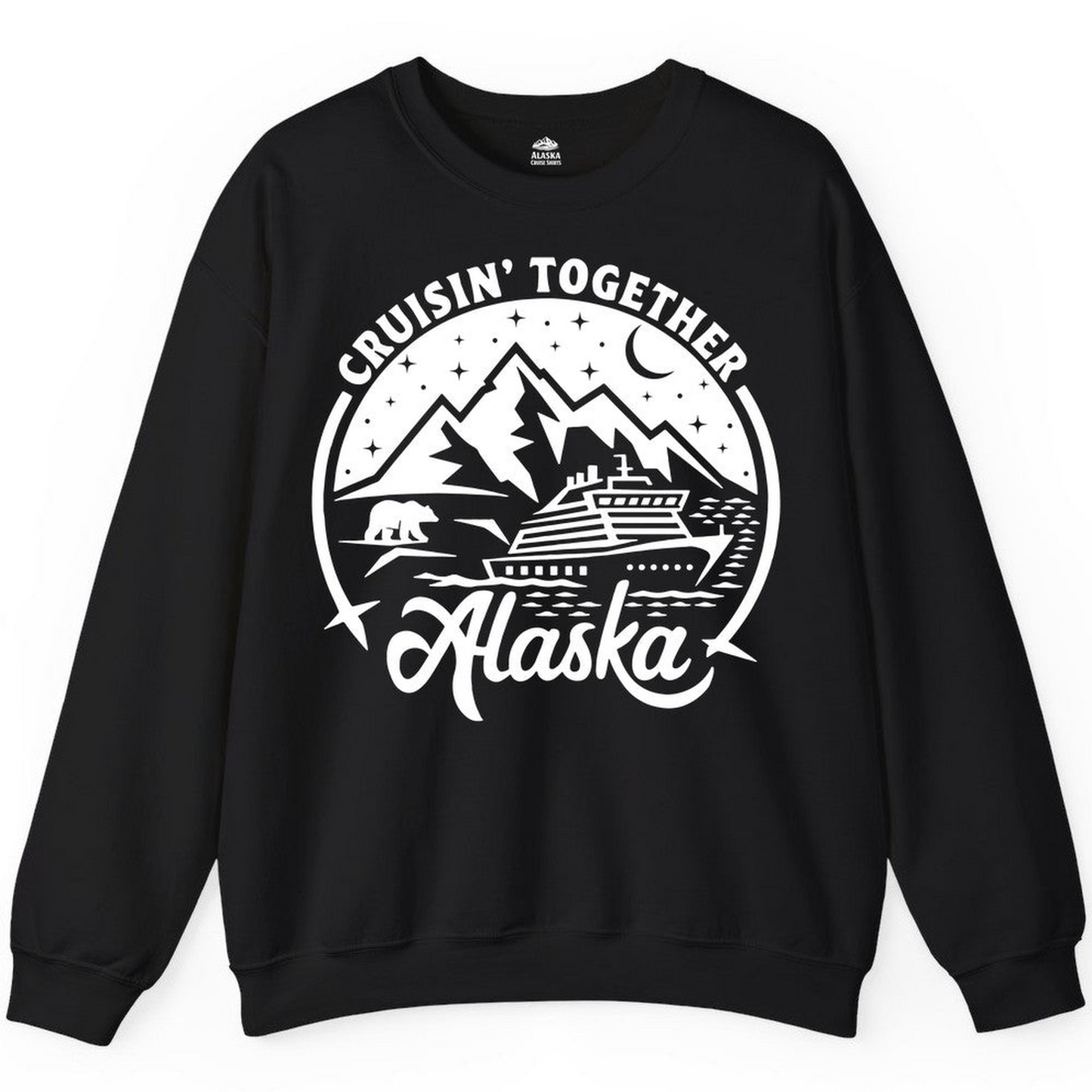 Alaska Cruise Adventure Shirt Sweatshirt – Black – Alaska Cruise Shirts Close Up