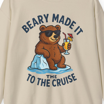 Funny Cruise Bear Shirt Sweatshirt – Sand – Alaska Cruise Shirts Close Up