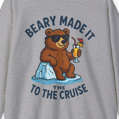 Funny Cruise Bear Shirt Sweatshirt – Sport Grey – Alaska Cruise Shirts Close Up