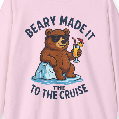 Funny Cruise Bear Shirt Sweatshirt – Light Pink – Alaska Cruise Shirts Close Up