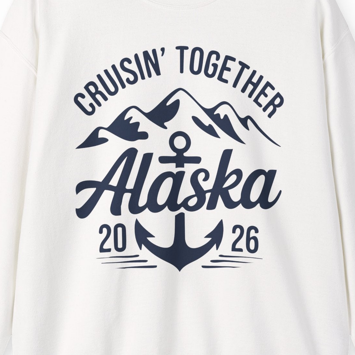 Alaska Cruise Shirt Sweatshirt – White – Alaska Cruise Shirts Close Up