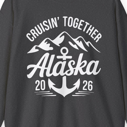 Alaska Cruise Shirt Sweatshirt – Dark Heather – Alaska Cruise Shirts Close Up