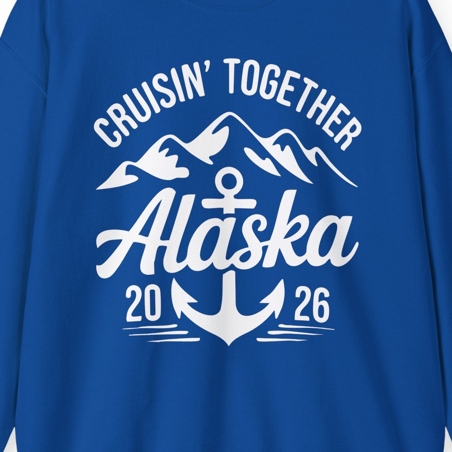 Alaska Cruise Shirt Sweatshirt – Royal – Alaska Cruise Shirts Close Up