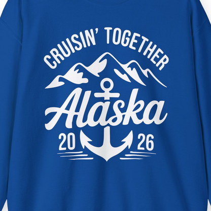 Alaska Cruise Shirt Sweatshirt – Royal – Alaska Cruise Shirts Close Up