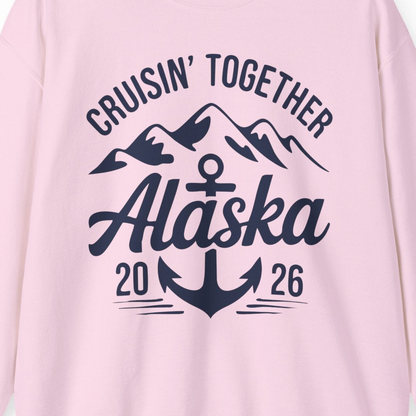 Alaska Cruise Shirt Sweatshirt – Light Pink – Alaska Cruise Shirts Close Up