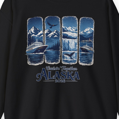 Alaska Cruise Adventure Shirt Sweatshirt – Black – Alaska Cruise Shirts Close Up