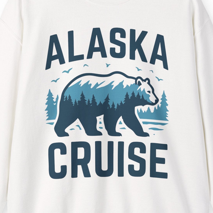 Alaska Cruise Shirt Bear Silhouette Forest Wildlife Nature Tee — Sweatshirt Sweatshirt – White – Alaska Cruise Shirts Close Up