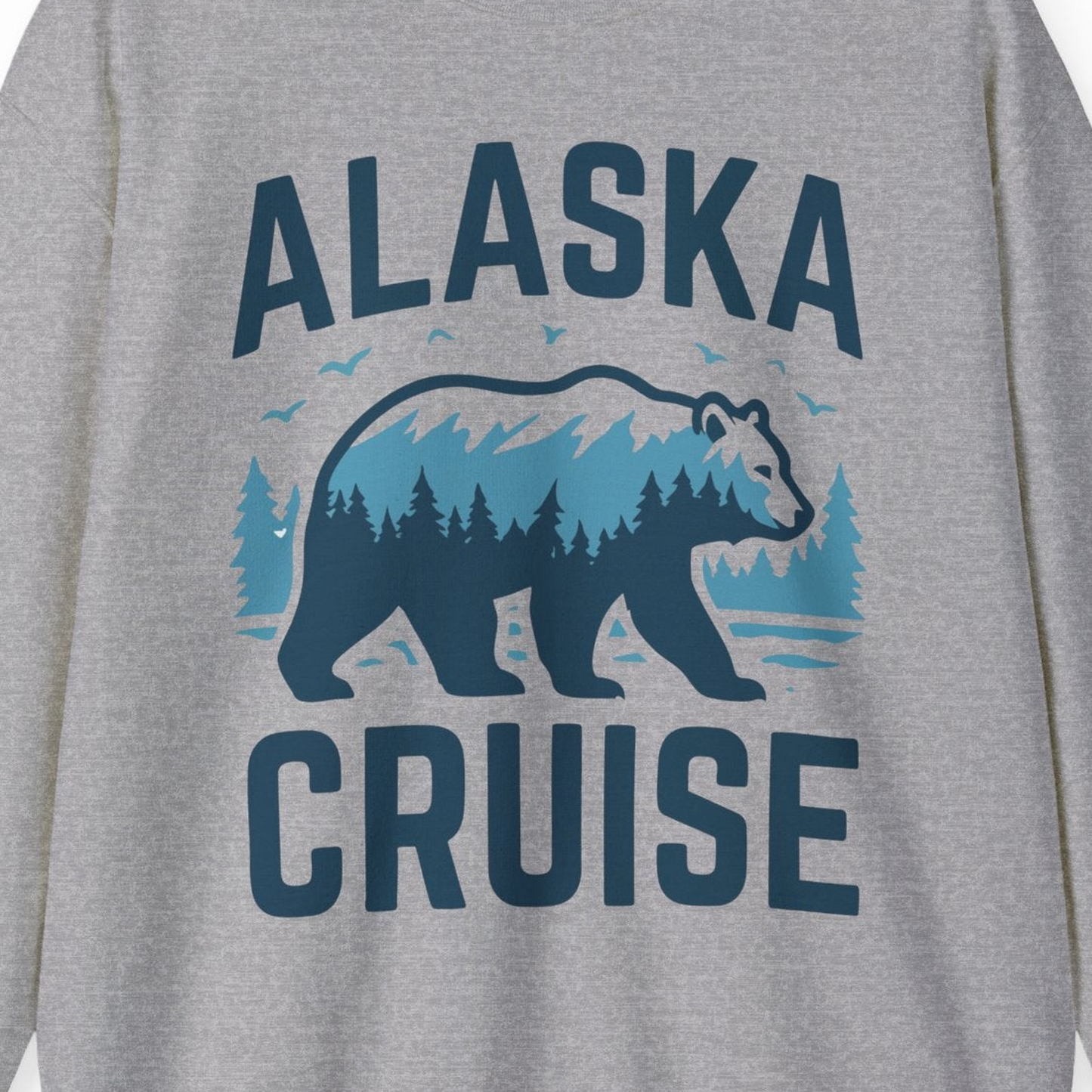 Alaska Cruise Shirt Bear Silhouette Forest Wildlife Nature Tee — Sweatshirt Sweatshirt – Sport Grey – Alaska Cruise Shirts Close Up