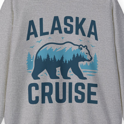 Alaska Cruise Shirt Bear Silhouette Forest Wildlife Nature Tee — Sweatshirt Sweatshirt – Sport Grey – Alaska Cruise Shirts Close Up