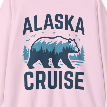 Alaska Cruise Shirt Bear Silhouette Forest Wildlife Nature Tee — Sweatshirt Sweatshirt – Light Pink – Alaska Cruise Shirts Close Up
