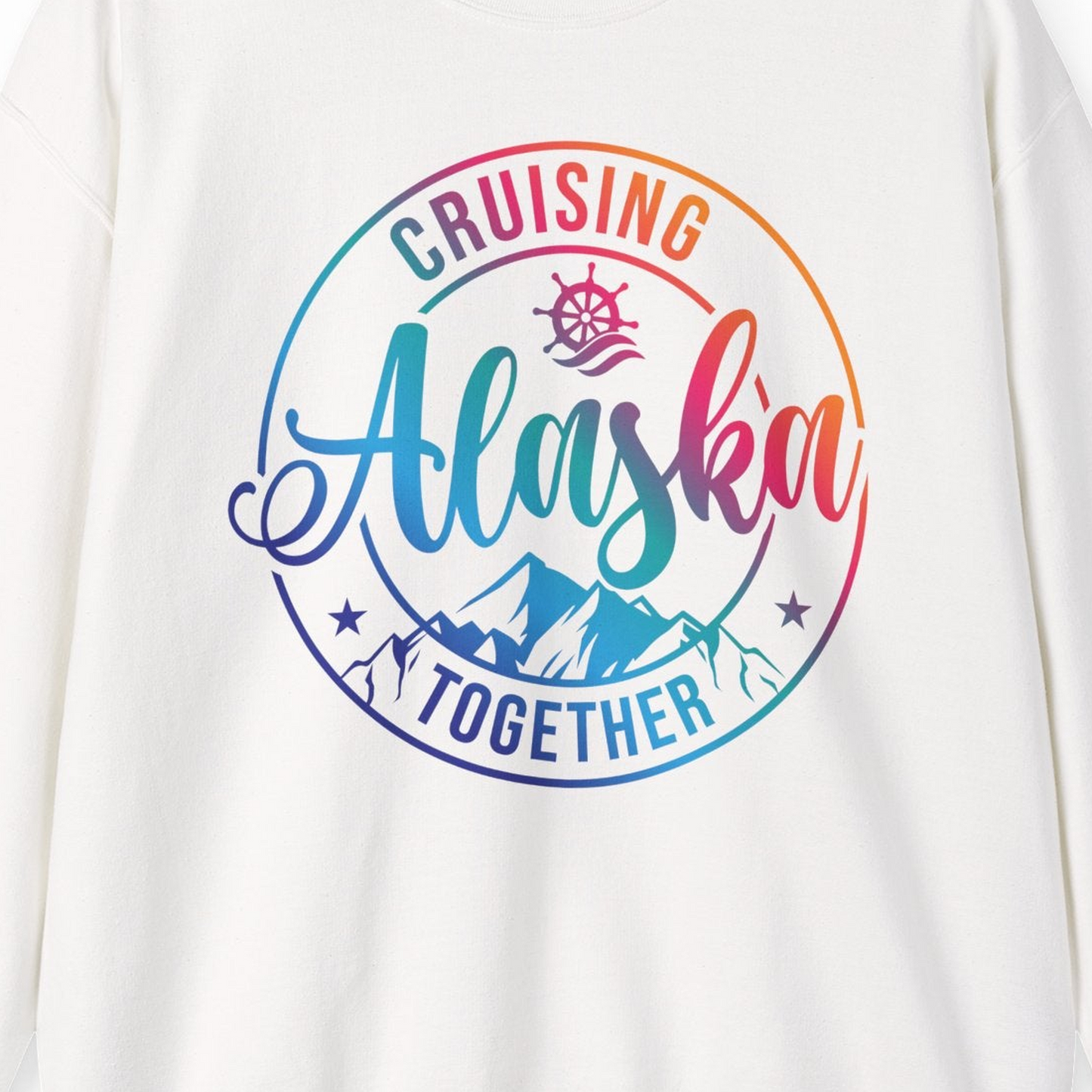 Cruising Alaska Together Shirt Sweatshirt – White – Alaska Cruise Shirts Close Up